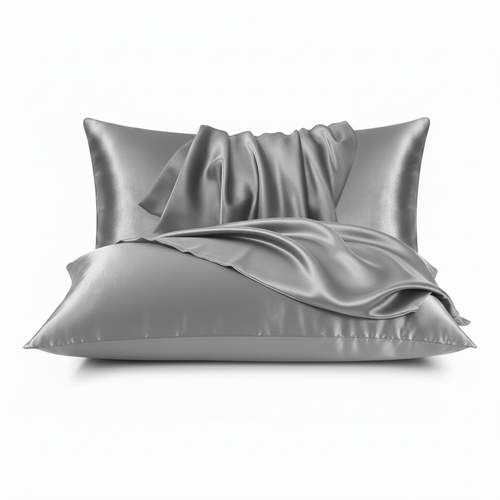 Silvergrå satin örngott - samma stil